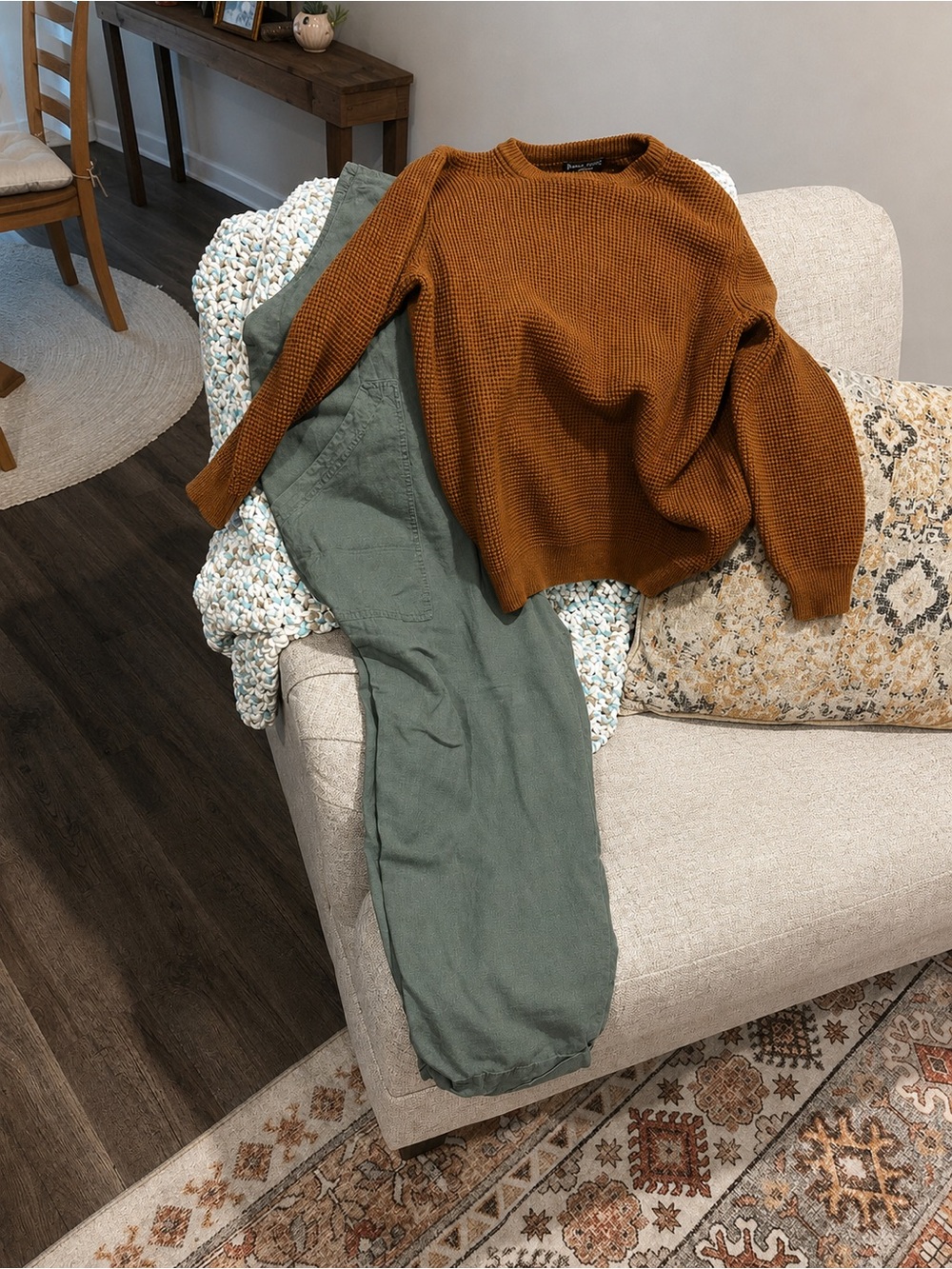 PJ Paul Jones Chunky Knit Sweater XL Rust Brown Fall Oversized